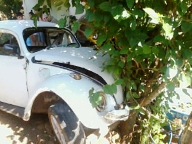 Condutor perdeu controle do fusca e bateu em árvore (Foto: Ederluiz.com/Divulgação)