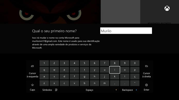 Digite o seu nome (Foto: Reprodução/Murilo Molina)