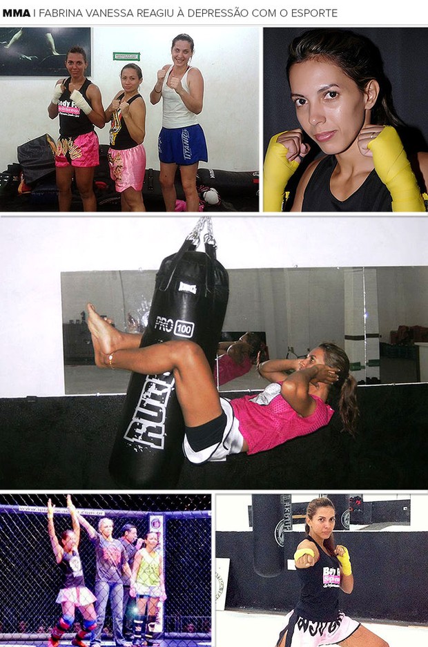 Mosaico Fabrina Vanessa treino MMA (Foto: Editoria de Arte)