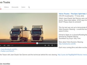 Vídeo da Volvo com Van Damme teve mais de 400 mil visualizações em 11 horas (Foto: Reprodução) Vídeo da Volvo com Van Damme teve mais de 400 mil visualizações em 11 horas (Foto: Reprodução)