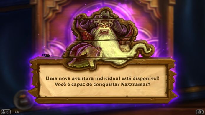 Depois de atualizar, mensagem anuncia novo modo singleplayer de Hearthstone (Foto: Reprodução / Dario Coutinho)