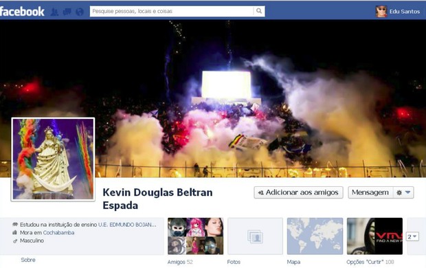 Perfil no Face do torcedor atingido pelo sinalizador (Foto: Reprodução / Facebook) Perfil no Face do torcedor atingido pelo sinalizador (Foto: Reprodução / Facebook)
