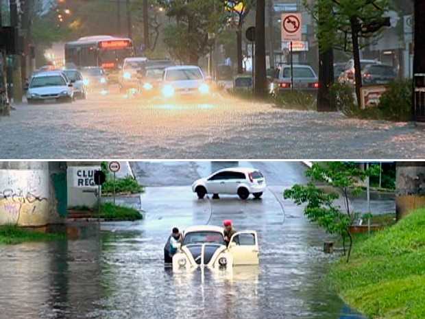 Porto Alegre teve diversas vias alagadas por causa da chuva (Foto: Reprodução/RBS TV)