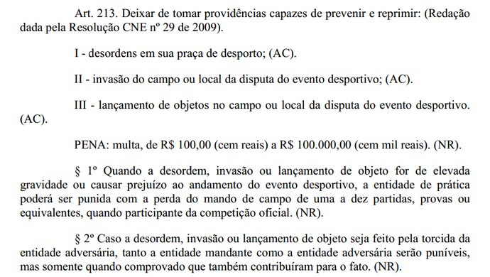 Print artigo 213 do CBJD (Foto: Reprodução \CJBD)