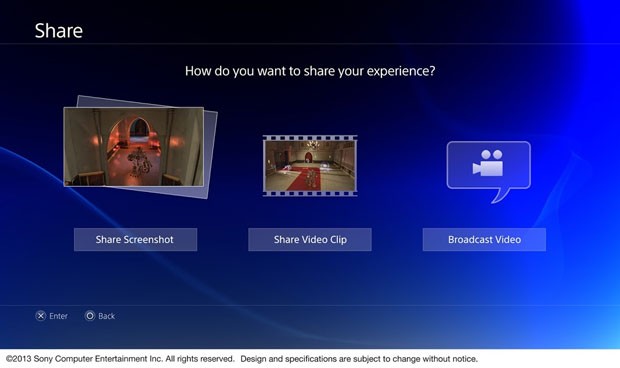 Ao pressionar o botão 'Share' do controle, o jogador pode compartilhar fotos, vídeos ou transmiotir a partida ao vivo do seu game (Foto: Divulgação)