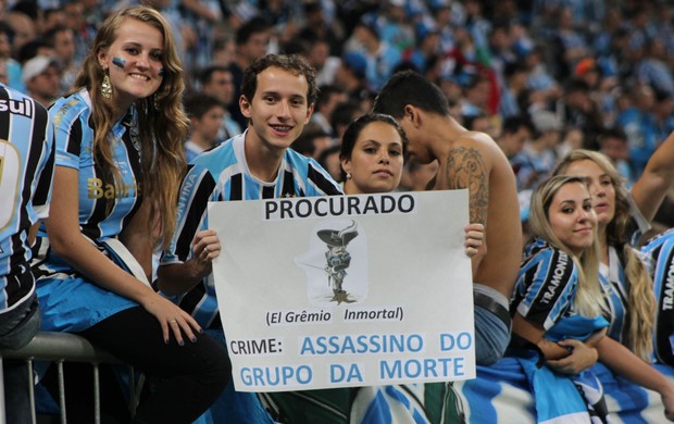 Torcida do Grêmio no jogo contra o Nacional do Uruguai na Arena pela Libertadores (Foto: Diego Guichard/GloboEsporte.com)