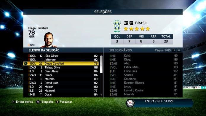 Fifa 14: como convocar sua própria seleção no jogo de futebol (Foto: Reprodução/Murilo Molina)