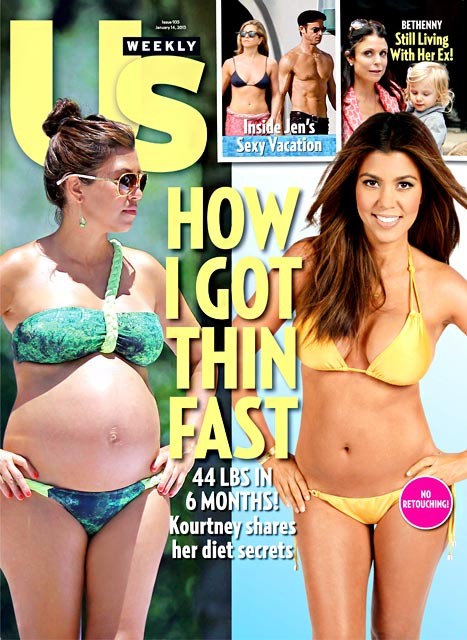 Korutney Kardashian: antes e depois da gravidez (Foto: Reprodução/Us Weekly)