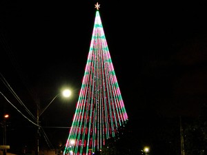Árvore de Mirassol, em Natal, tem 500 mil lâmpadas de LED e foi acesa nesta quarta-feira (12) (Foto: Ricardo Araújo/G1)