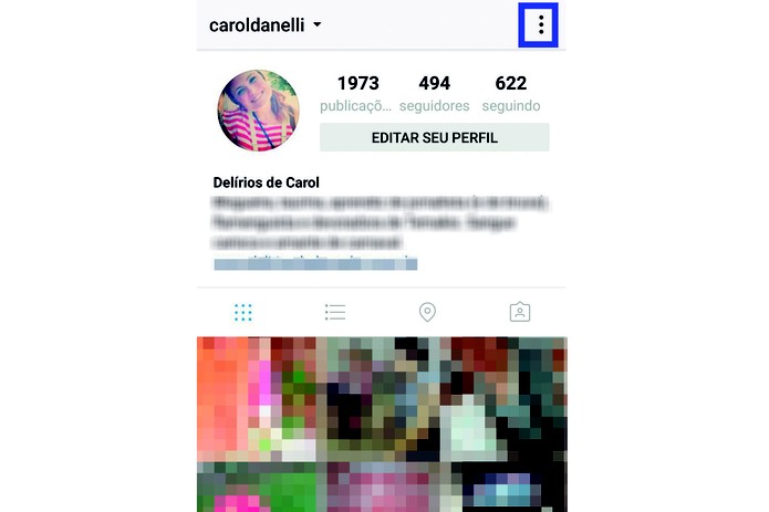 Acesse as configurações do seu Instagram (Reprodução/Carol Danelli) (Foto: Acesse as configurações do seu Instagram (Reprodução/Carol Danelli)) Acesse as configurações do seu Instagram (Reprodução/Carol Danelli) (Foto: Acesse as configurações do seu Instagram (Reprodução/Carol Danelli))