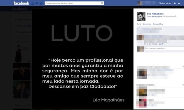 Cantor sertanejo Léo Magalhães lamenta morte de segurança em Goiânia (Foto: Reprodução/Facebook)