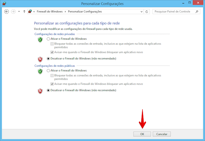 Ativando ou desativando o firewall do Windows 8 (Foto: Reprodução/Helito Bijora)