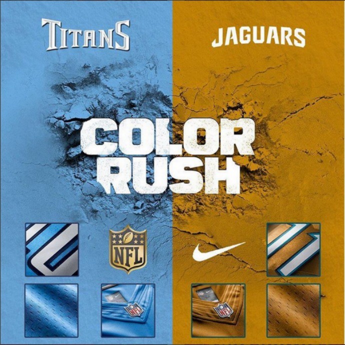 NFL - Color Rush - Jaguars x Titans (Foto: Reprodução/Instagram)