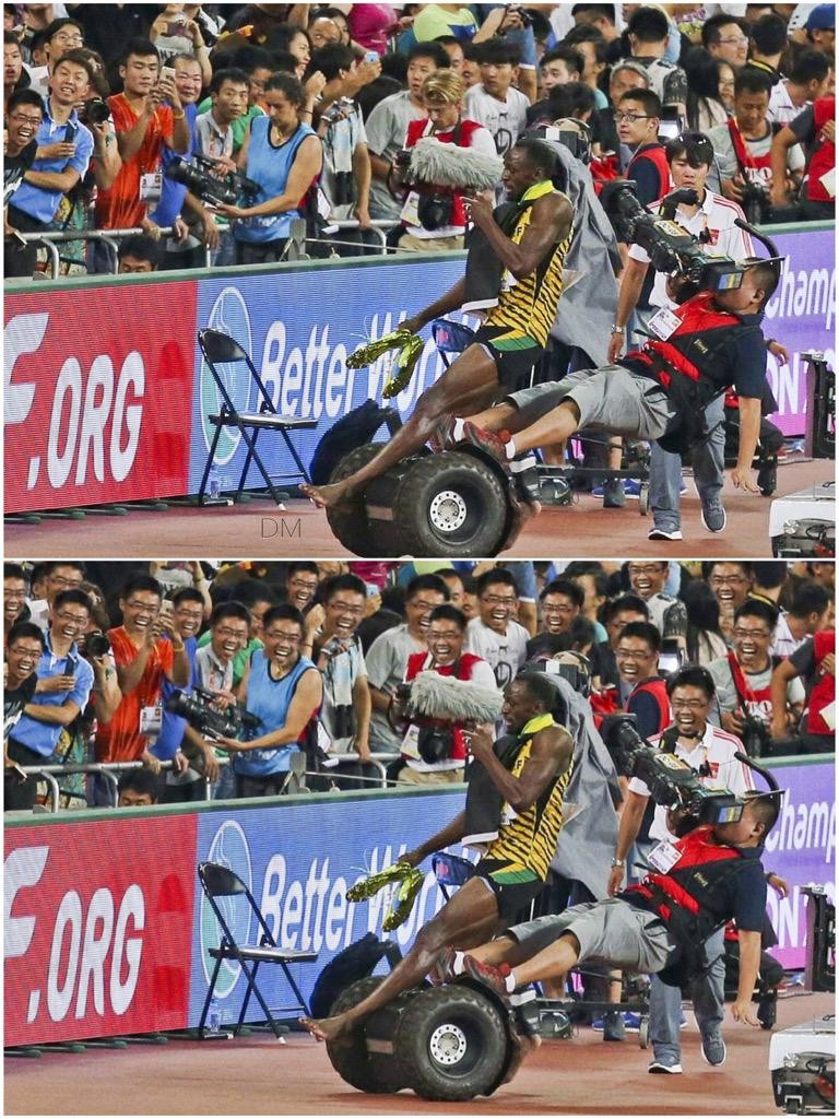 Internautas fazem meme com carrinho de câmera em Usain Bolt - Mundial de Atletismo - Pequim