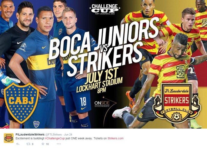 twitter amistoso boca juniors x fort lauderdale strikers (Foto: Reprodução / Twitter)