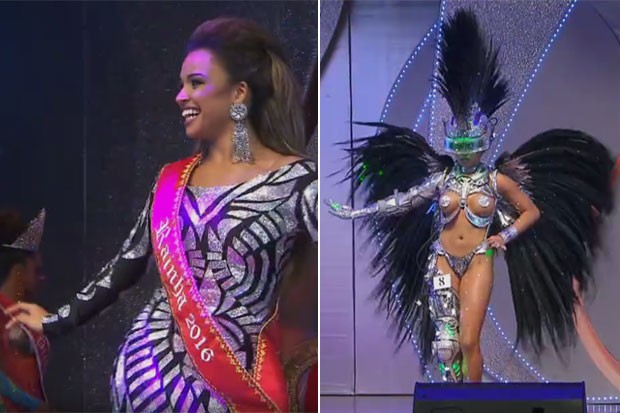 Verônica Bolani, da Vai-Vai, foi eleita a rainha do Carnaval 2016 de São Paulo. Foto: TV Globo/Reprodução