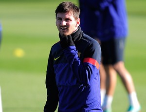 Messi no treino do Barcelona (Foto: AFP)