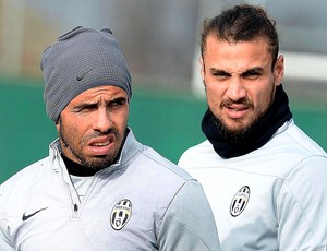 Tevez no treino do Juventus (Foto: EFE)