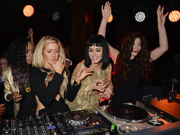 Ellie Goulding, Katy Perry e Lorde em festa em Londres, na Inglaterra (Foto: David M. Benett/ Getty Images)