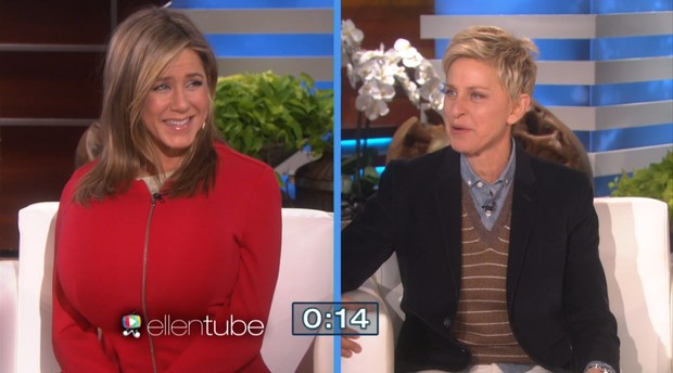 Jennifer Aniston e Ellen DeGeneres (Foto: Video/Reprodução)