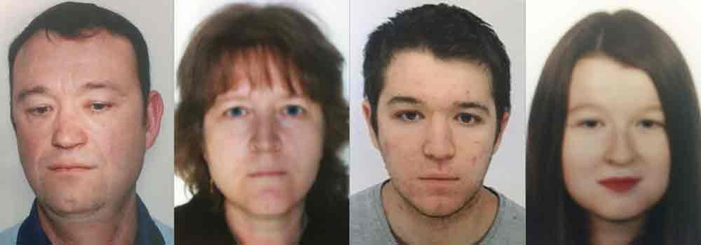 Os Troadec: Pascal, Brigitte, Sebastien e Charlotte que, desde 16 de fevereiro, sumiram misteriosamente na França (Foto: Police Judiciaire/AFP)