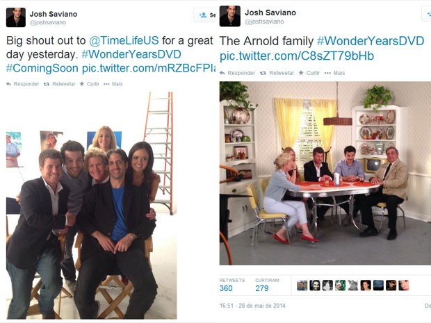 Parte do elenco e os integrantes da família Arnold posam no reencontro do elenco de &#39;Anos incríveis&#39; (Foto: Reprodução/Twitter/Josh Saviano)