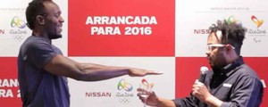 Reality mostra Marcelo Marrom no desafio de correr 100m com Bolt (Divulgação Nissan)