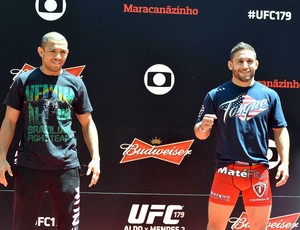José Aldo e Chad Mendes treino Maracanã UFC 179 (Foto: Andre Durão)
