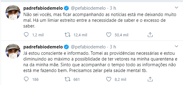 Padre Fábio de Melo desabafa no Twitter (Foto: Reprodução/Twitter) Padre Fábio de Melo desabafa no Twitter (Foto: Reprodução/Twitter)