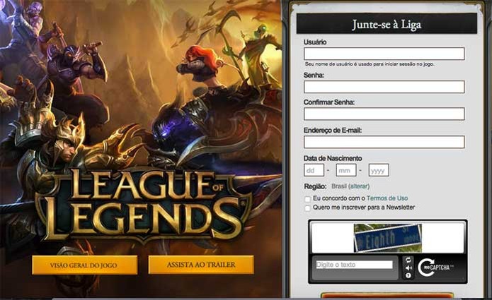 Cadastro de League of Legends para jogadores novos (Foto: Reprodução/Felipe Vinha) (Foto: Cadastro de League of Legends para jogadores novos (Foto: Reprodução/Felipe Vinha)) Cadastro de League of Legends para jogadores novos (Foto: Reprodução/Felipe Vinha) (Foto: Cadastro de League of Legends para jogadores novos (Foto: Reprodução/Felipe Vinha))