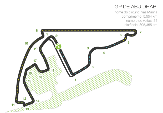 F-1: Circuito GP Abu Dhabi (Foto: Editoria de Arte / GLOBOESPORTE.COM)