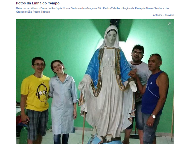 Imagem de santa que teve cabeça arrancada foi restaurada em Fortaleza (Foto: Reprodução/ Facebook)