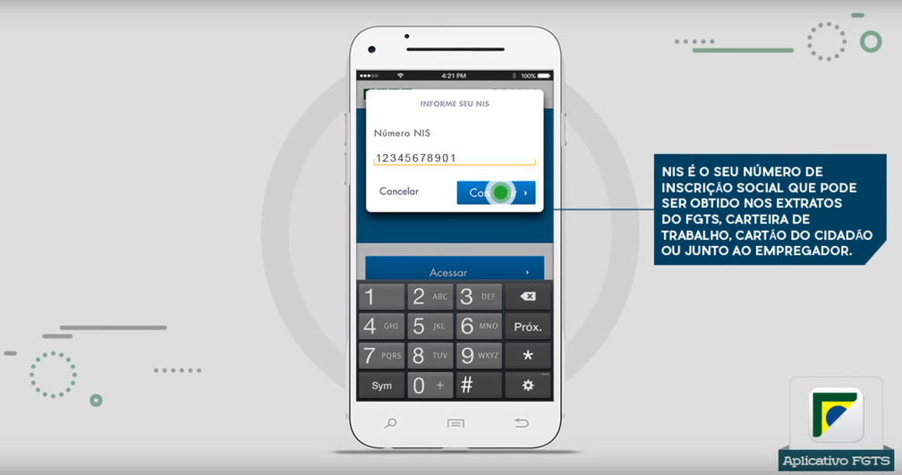 Tela para digitar no NIS no aplicativo FGTS (Foto: Reprodução/FGTS)