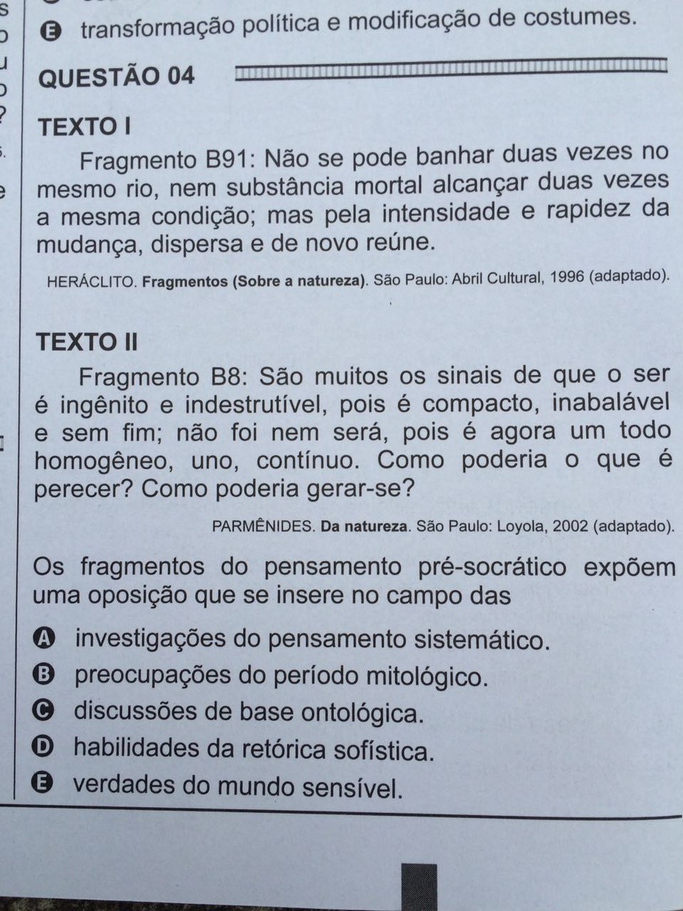 ENEM 2016 - 1º DIA - PROVA BRANCA - QUESTÃO 04 (Foto: G1)