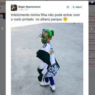 Filha de torcedor de 7 anos não pôde entrar na arena com o rosto pintado