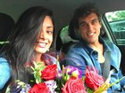 Aline Riscado ganha flores do namorado, Felipe Roque: 'Sou sua'