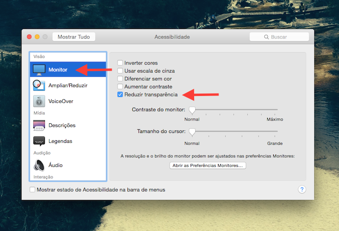 Desativando o modo de transparência do Mac OS X Yosemite (Foto: Reprodução/Marvin Costa)