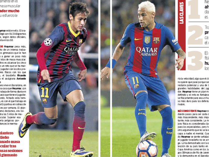 Neymar Jornal Sport comparação peso (Foto: Reprodução)