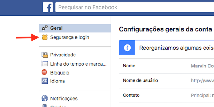 Caminho para visualizar a opção para atualização de senha do Facebook (Foto: Reprodução/Marvin Costa) Caminho para visualizar a opção para atualização de senha do Facebook (Foto: Reprodução/Marvin Costa)