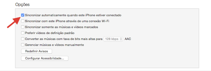 Desativando o backup automático do iPhone no iTunes (Foto: Reprodução/Marvin Costa)