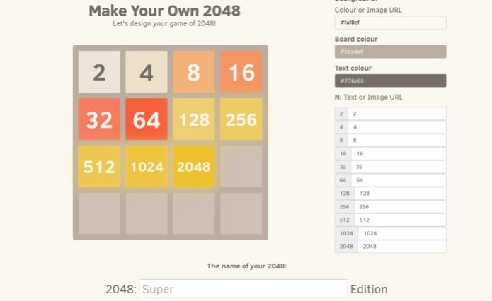 Make your Own 2048 (Foto: Reprodução)