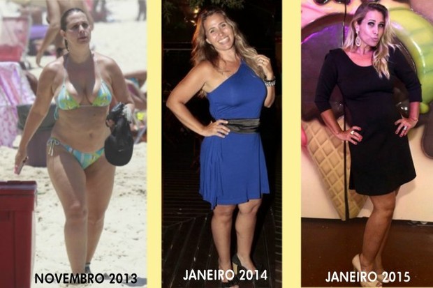 A evolução no corpo de Andréia Sorvetão desde novembro de 2013 até janeiro de 2015 (Foto: Isac Luz e Roberto Teixeira/EGO - arquivo)
