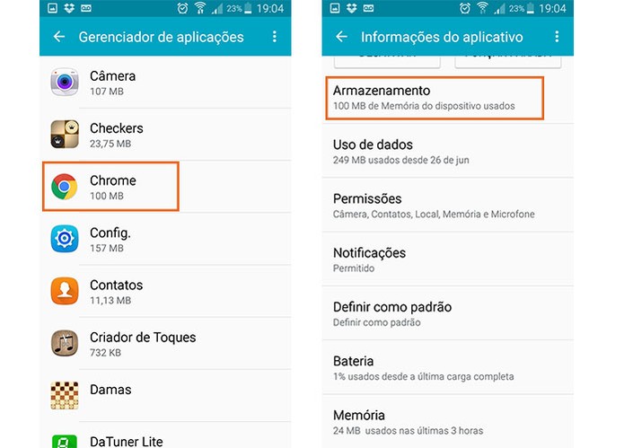 Veja o armazenamento do Chrome nas configurações do Android (Foto: Reprodução/Barbara Mannara) (Foto: Veja o armazenamento do Chrome nas configurações do Android (Foto: Reprodução/Barbara Mannara)) Veja o armazenamento do Chrome nas configurações do Android (Foto: Reprodução/Barbara Mannara) (Foto: Veja o armazenamento do Chrome nas configurações do Android (Foto: Reprodução/Barbara Mannara))