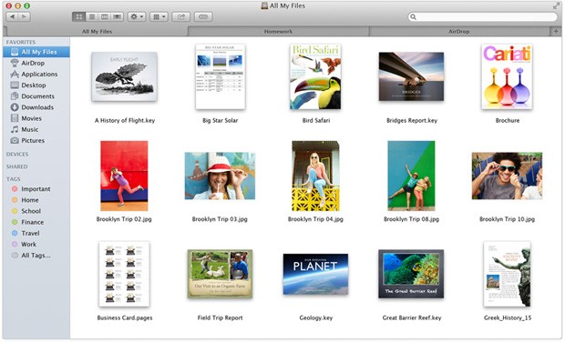 Recurso de 'Tabs' permite agrupar diversas janelas do Finder em abas no Mac (Foto: Divulgação/Apple)