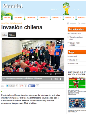 Argentine invasion of Olé news Maracanã (Photo: Playback / Olé)