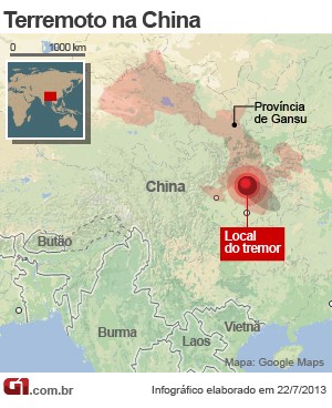 mapa terremoto china 22/7 (Foto: 1)