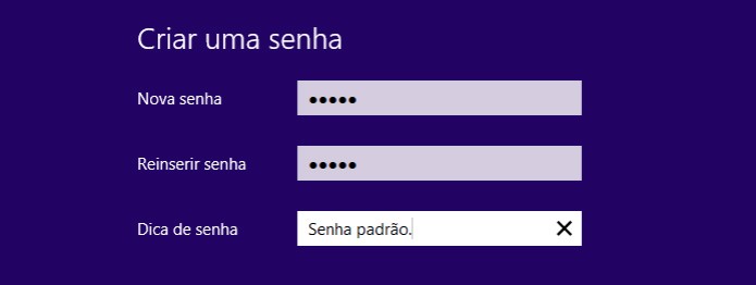 Tela para configuração de senha no Windows 8 (Foto: Reprodução/Helito Bijora) (Foto: Tela para configuração de senha no Windows 8 (Foto: Reprodução/Helito Bijora))