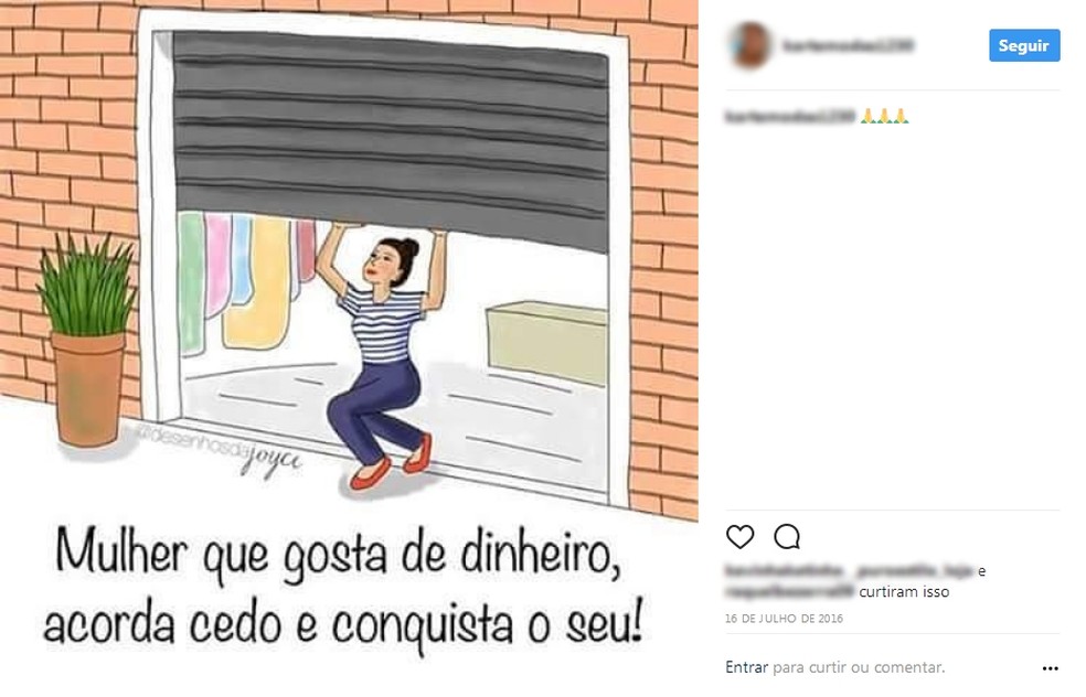 Mensagem em rede social da esposa do suspeito de liderar a quadrilha de estelionatários que fraudou R$ 1,5 milhão (Foto: Reprodução/Instagram)