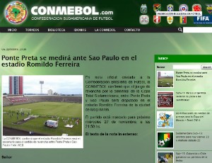Site Conmebol (Foto: Reprodução)