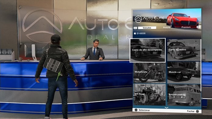 Concessionárias dão acesso aos veículos comuns de Watch Dogs 2 (Foto: Reprodução/Felipe Demartini)
